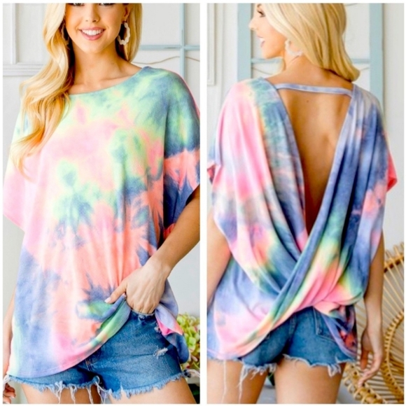 Tops - NWOT Ladies Tie Dye Open Back Top SZ S-L